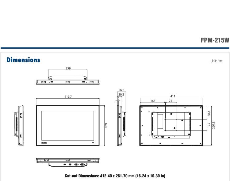 研華FPM-215W 15.6寸WXGA工業(yè)顯示器，支持多點(diǎn)觸控，支持 HDMI端口